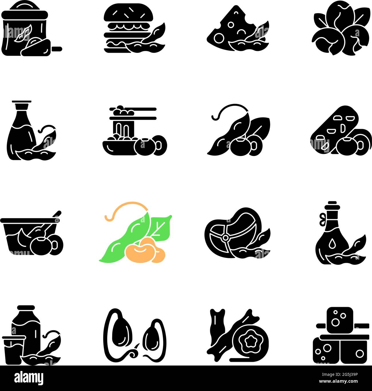 Soy foods black glyph icons set on white space Stock Vector Image & Art ...