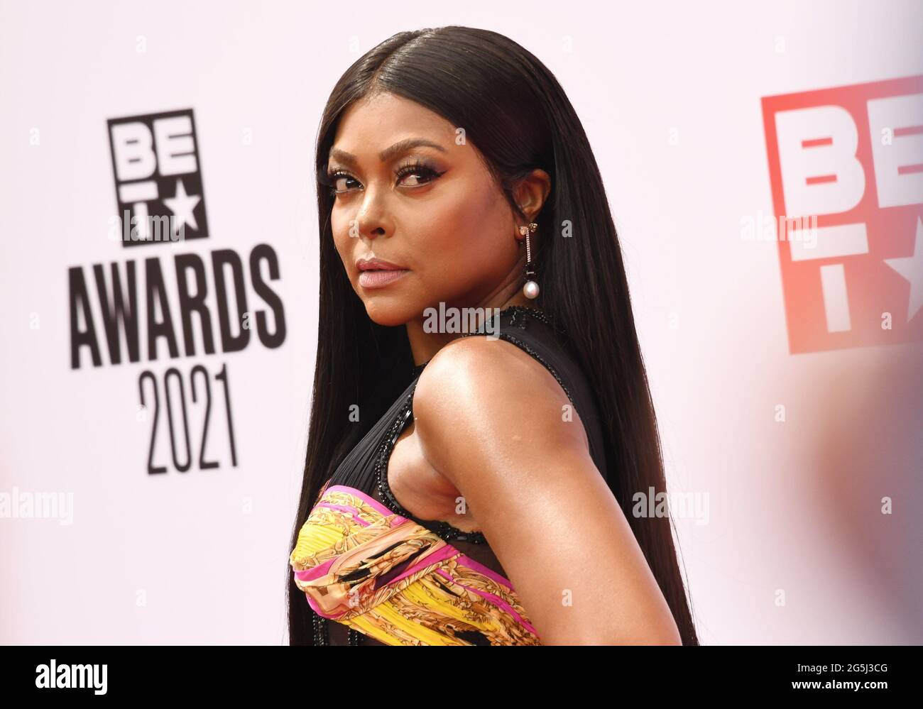 arrives at the BET Awards 2021 held at the Microsoft Theater in Los
