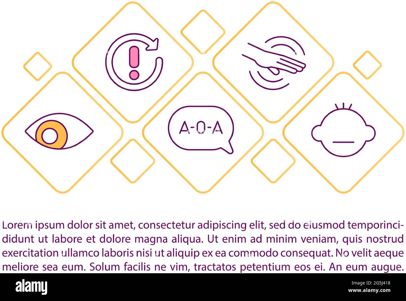 Autism disorder concept line icons with text Stock Vector