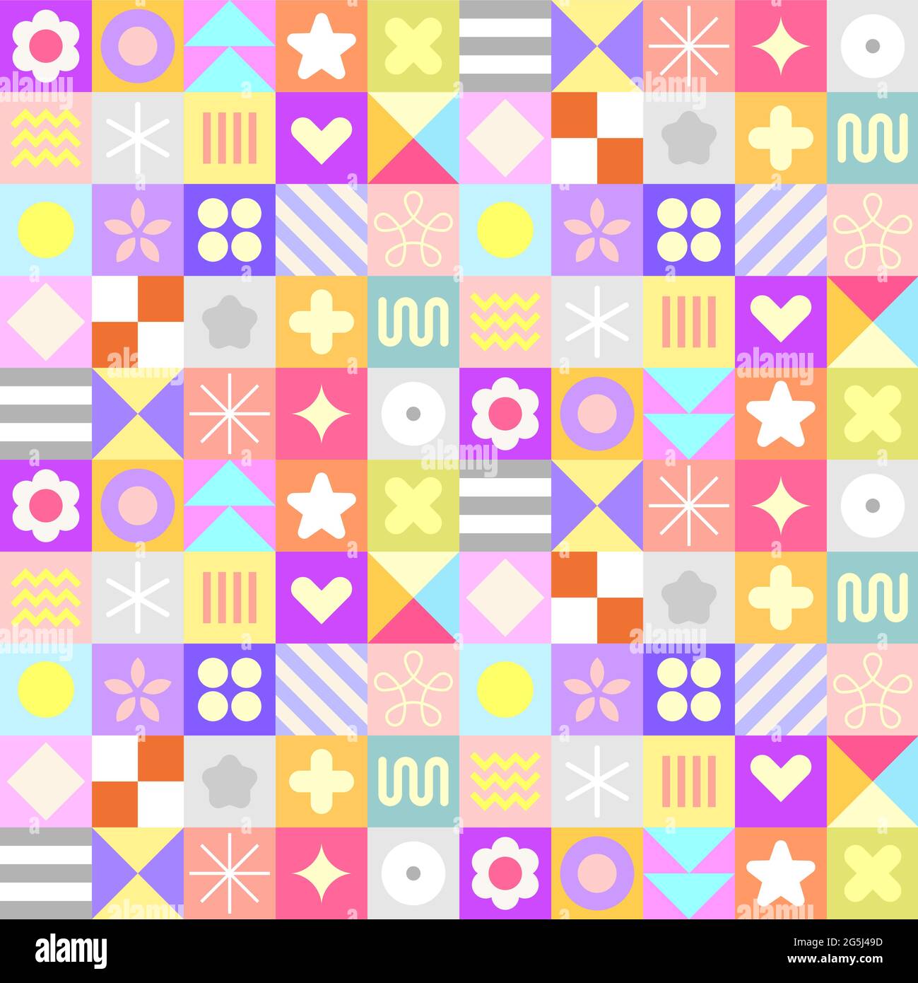 Pastel colors abstract geometric shapes vector seamless background. Stock Vector