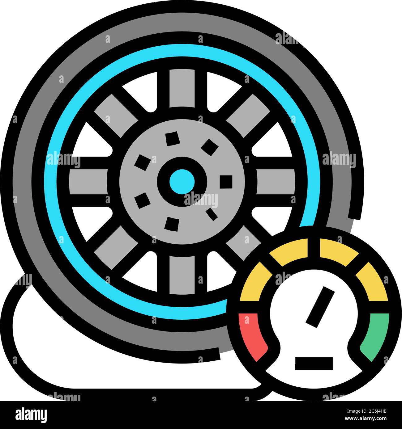 car wheel air inflating color icon vector illustration Stock Vector ...