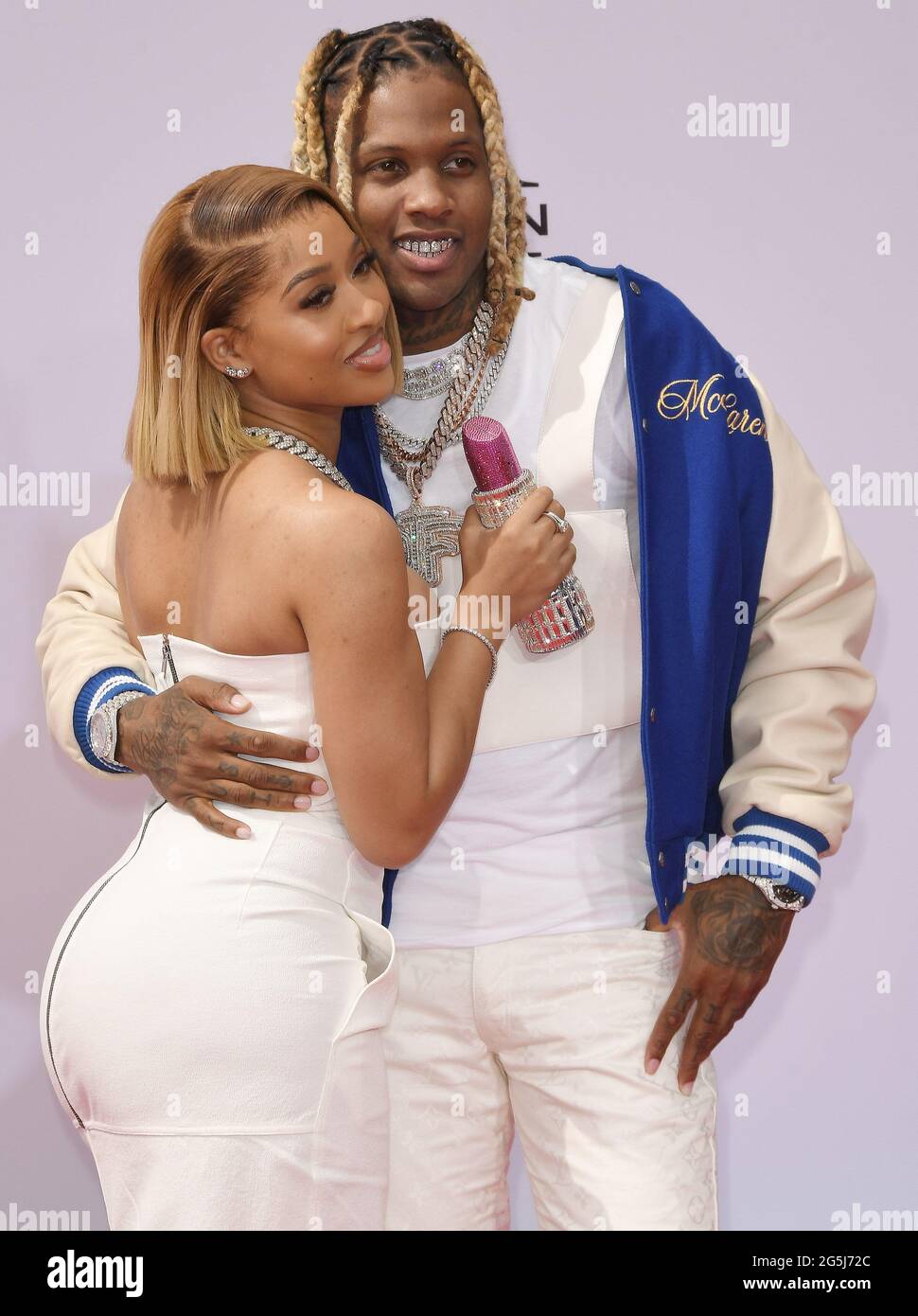 (LR) India Royale and Lil Durk arrives at the BET Awards 2021 held at