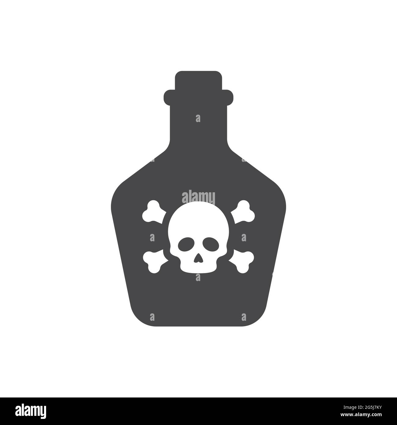 Bottle of poison with skull and bones icon. Poisonous sign with crossbones symbol. Stock Vector