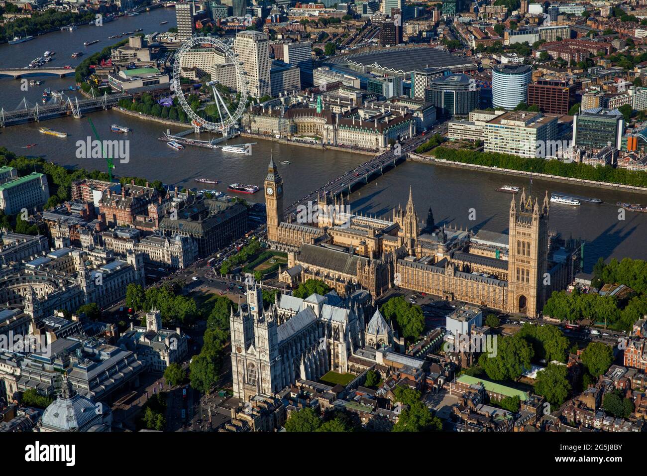 UK, London, Aerial view of city and Thames river Stock Photo