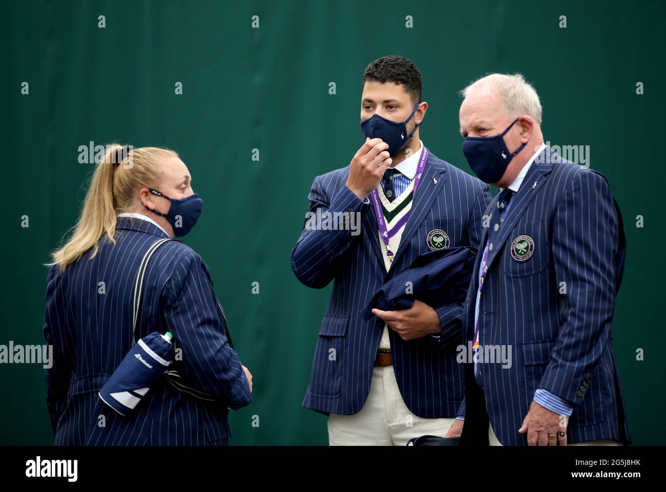 Line judges wait outside court 2 ahead of day one of Wimbledon at The