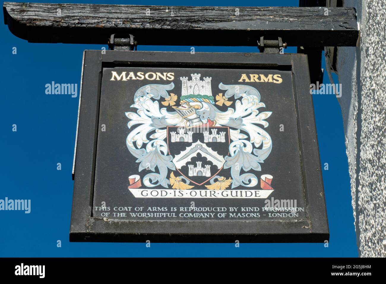 Masons Arms pub sign in Camelford, Cornwall Stock Photo