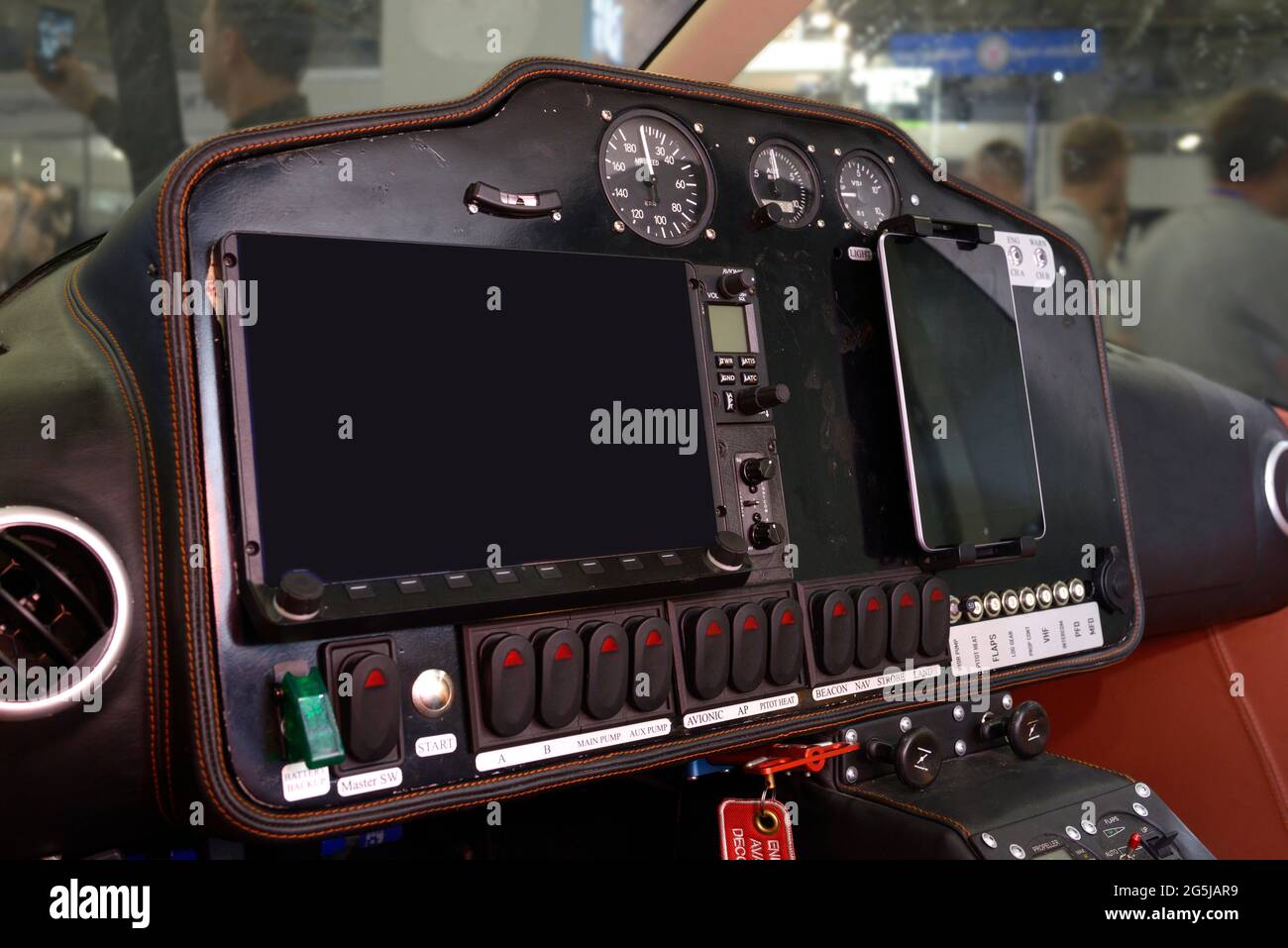 Dashboard in a cockpit of a light passenger plane Stock Photo Alamy