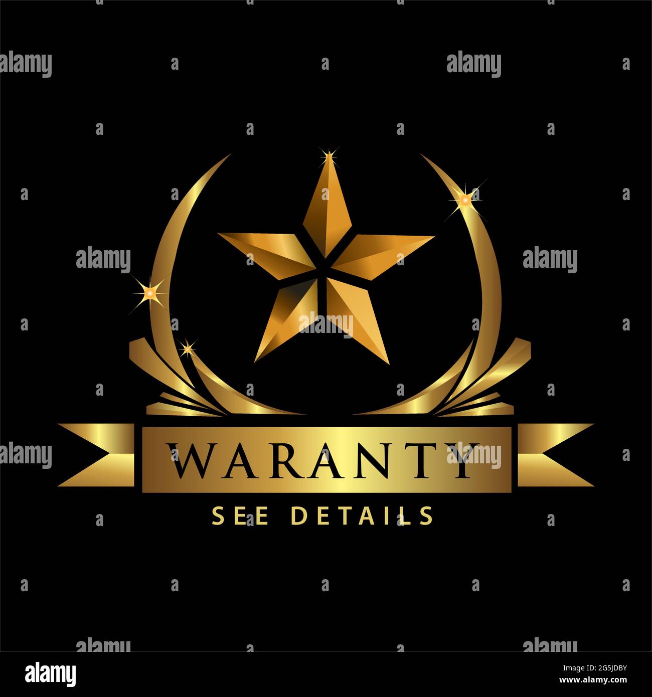 Warranty golden label on black background - Vector Stock Vector Image ...