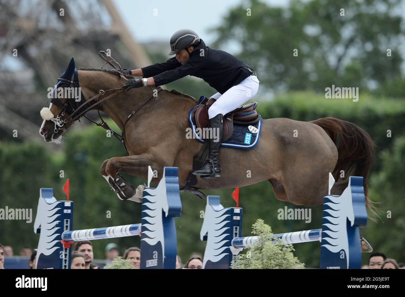 Sameh EL DAHAN (EGY) riding WKD AIMEZ MOI, Longines Global Champions Tour,  Grand Prix of Paris Prize during the Longines Paris Eiffel Jumping 2021,  Longines Global Champions Tour Equestrian CSI 5 on