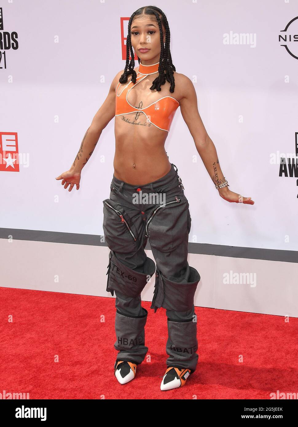 Coi Leray arrives at the BET Awards 2021 held at the Microsoft Theater
