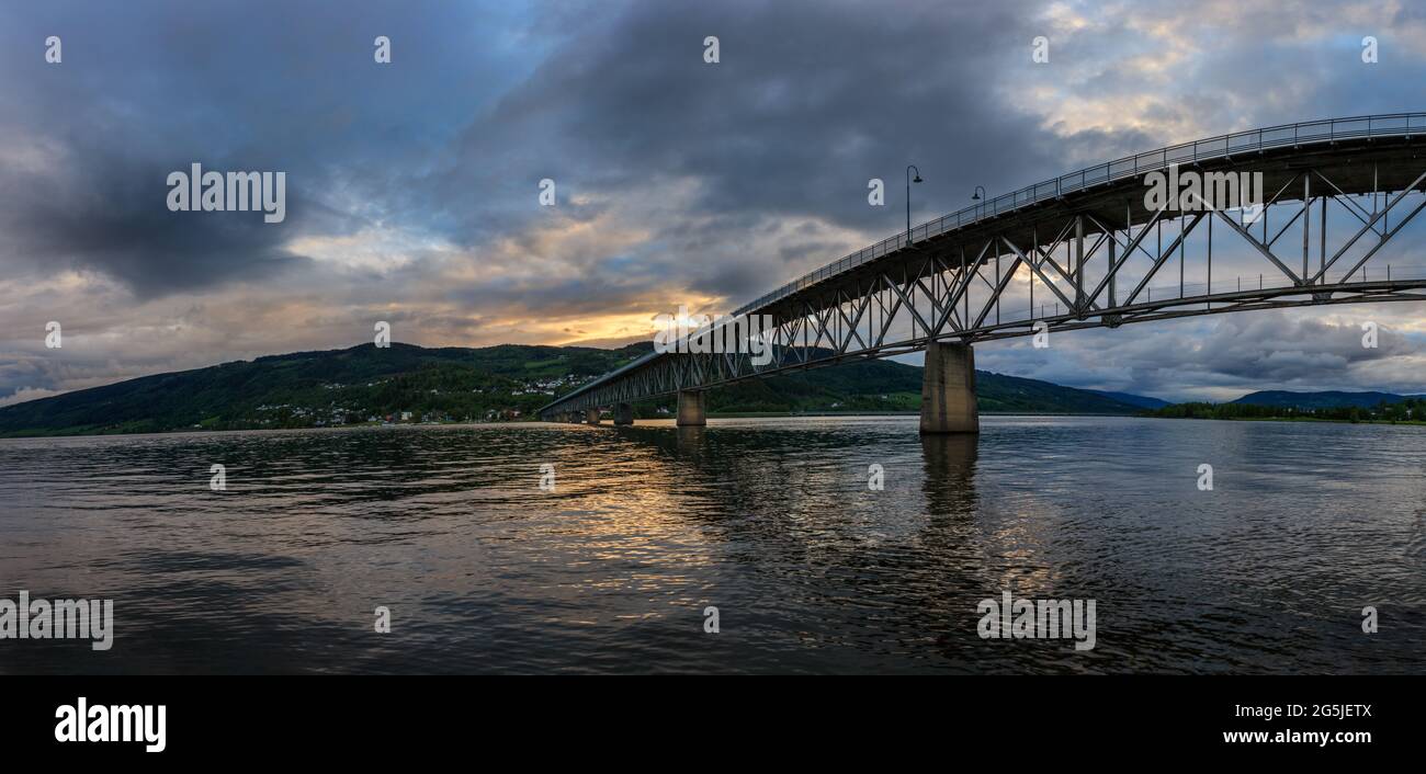 Panorama of Vingnes bridge near Lillehammer in Norway Stock Photo