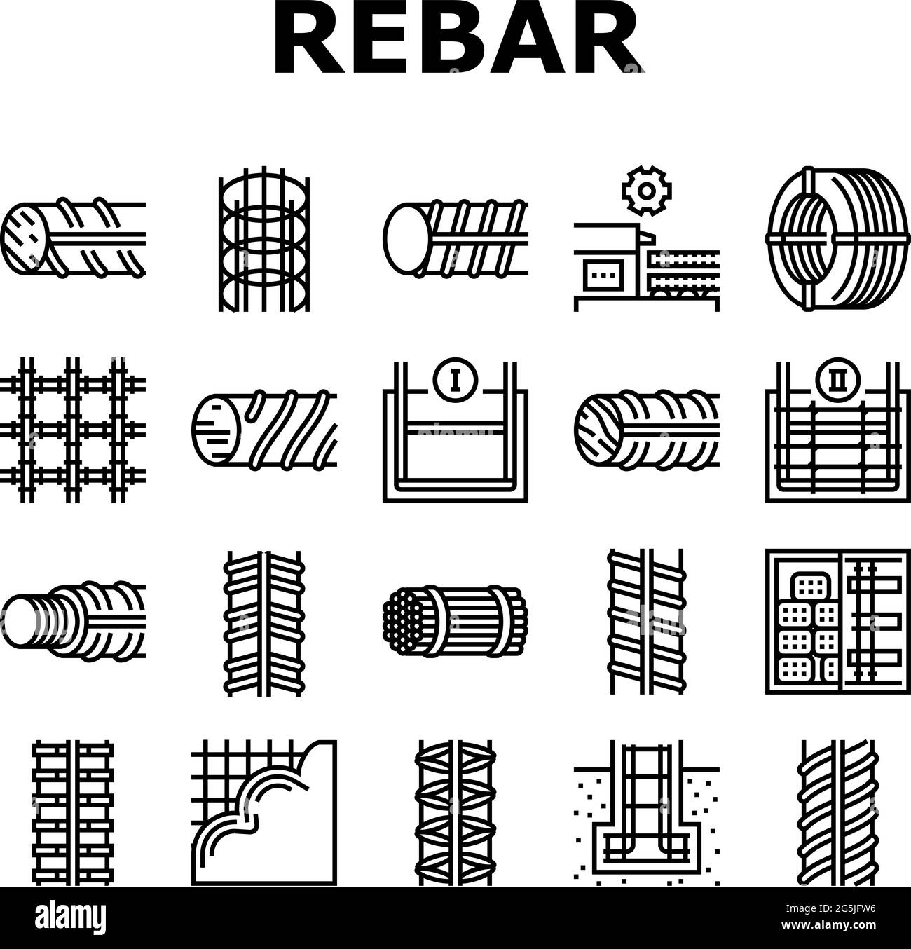 Rebar Construction Collection Icons Set Vector Stock Vector Image & Art