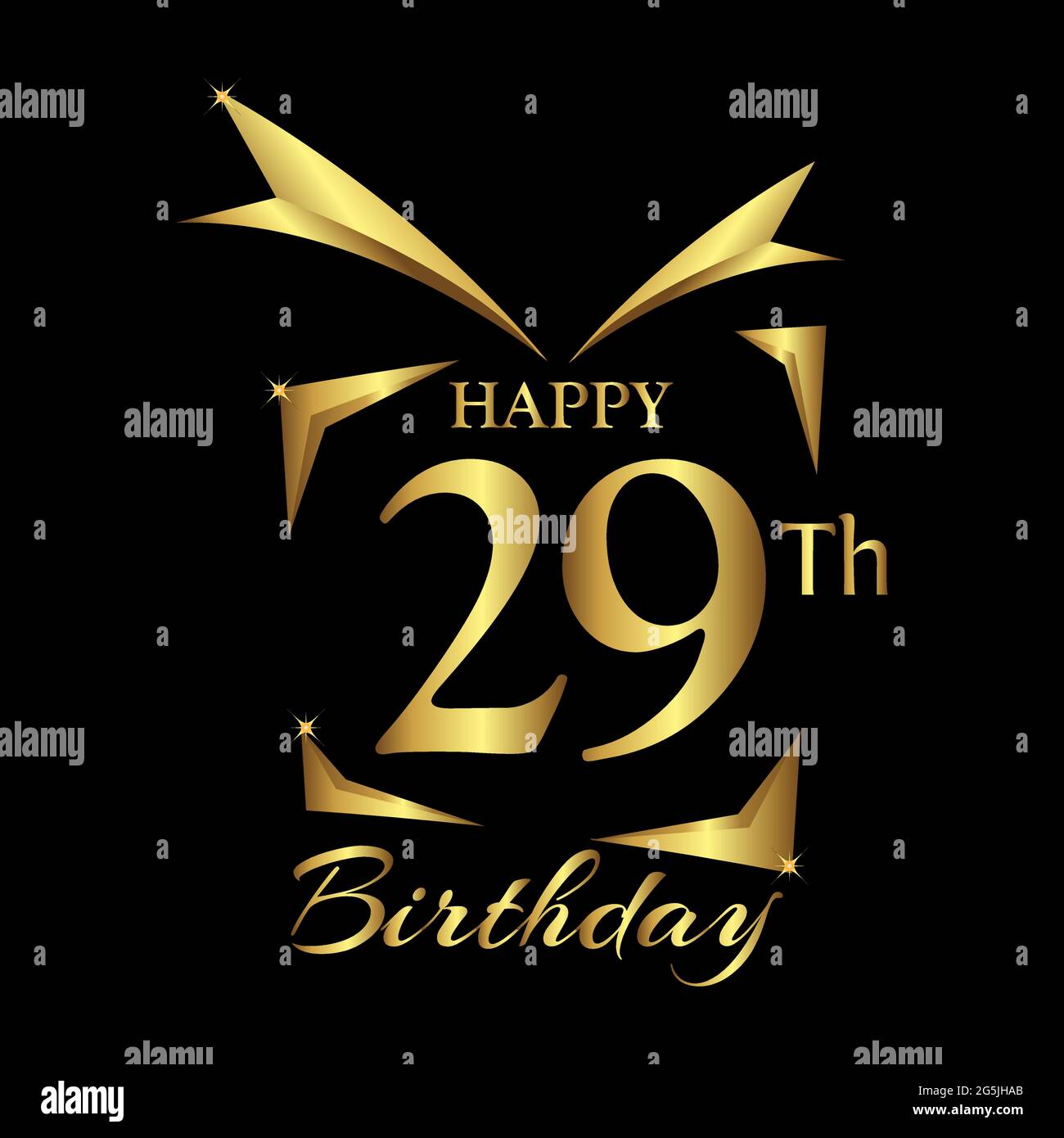 Happy Birthday 29 years. Elegant design with number Stock Vector Image ...