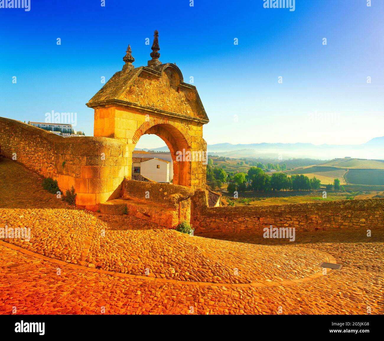 Spain, Andalucia, Ronda, stone archway, Old Town, La Ciudad, Stock Photo