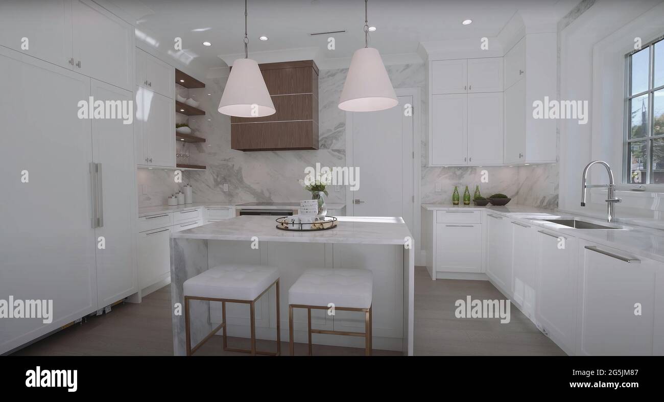 Luxurious And Bright Kitchen Interior With Elegant Furniture Inside Of ...