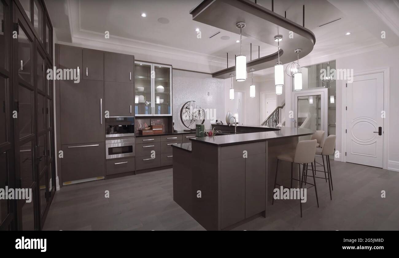 Luxurious And Bright Kitchen Interior With Elegant Furniture Inside Of ...