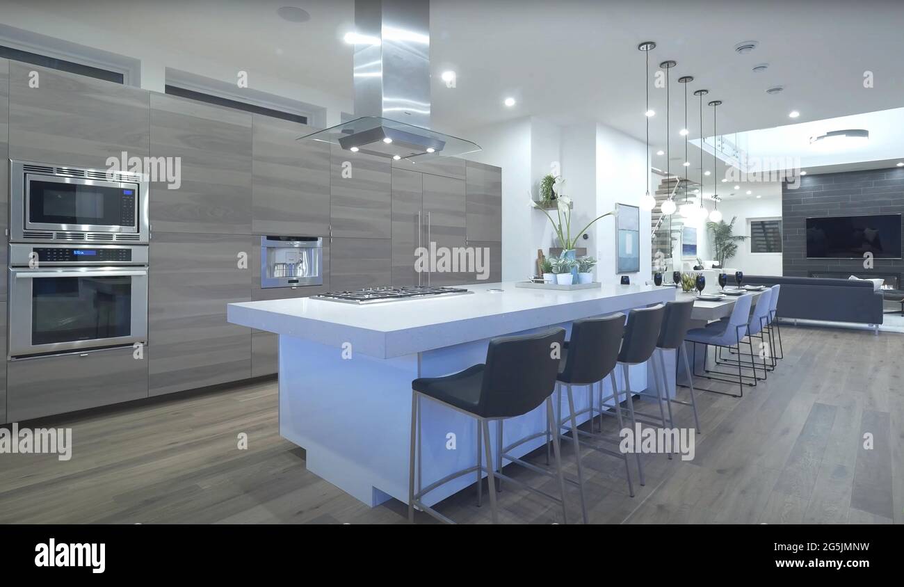 View of Luxurious And Bright Kitchen Interior With Elegant Furniture Inside Of ...