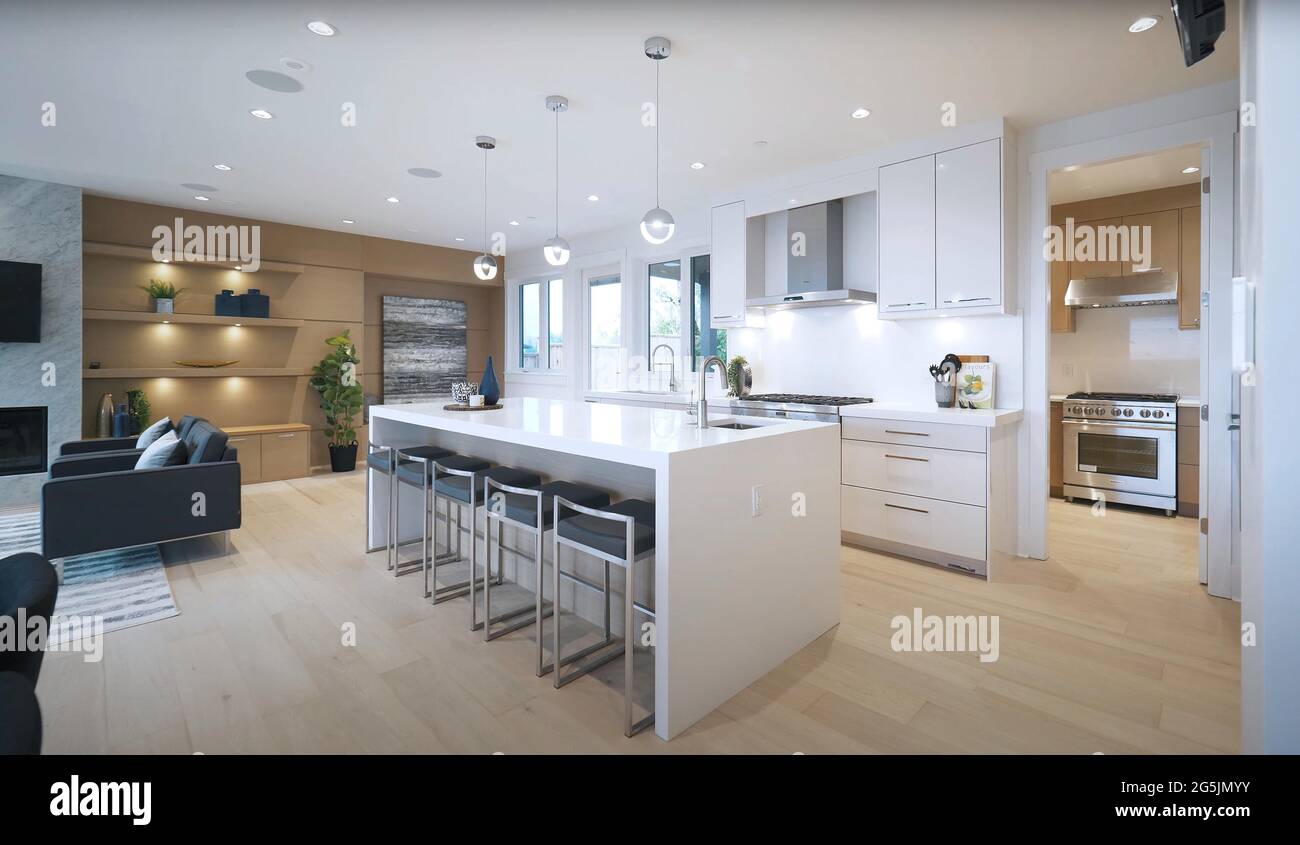 Luxurious And Bright Kitchen Interior With Elegant Furniture Inside Of ...
