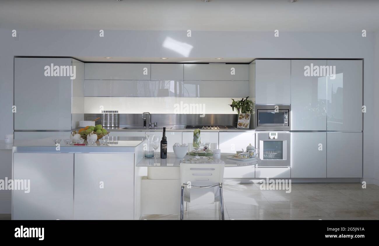 Luxurious And Bright Kitchen Interior With Elegant Furniture Inside Of ...