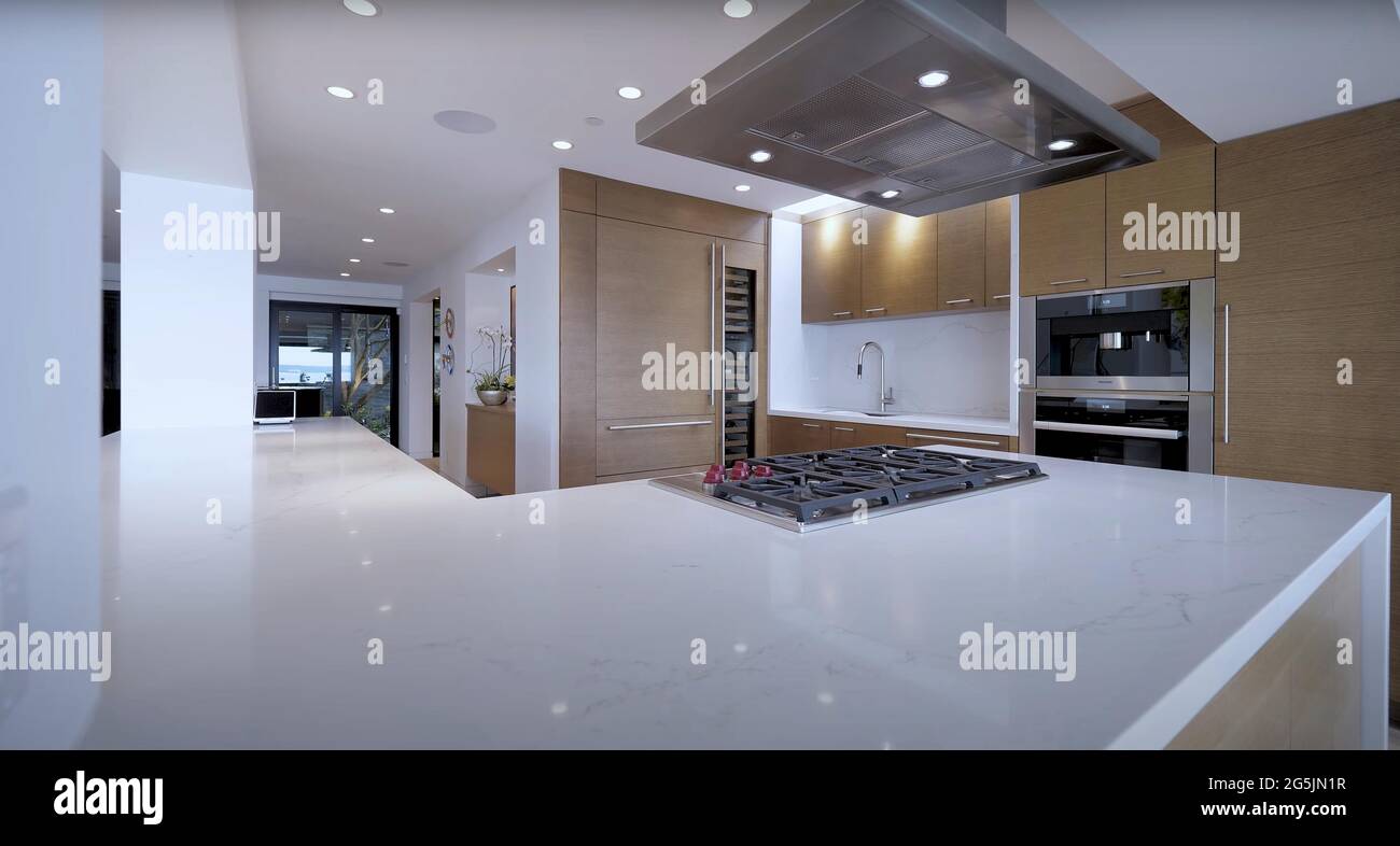 View of Luxurious And Bright Kitchen Interior With Elegant Furniture Inside Of ...