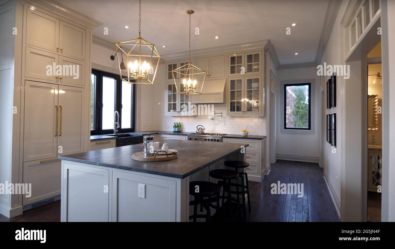 Luxurious And Bright Kitchen Interior With Elegant Furniture Inside Of ...