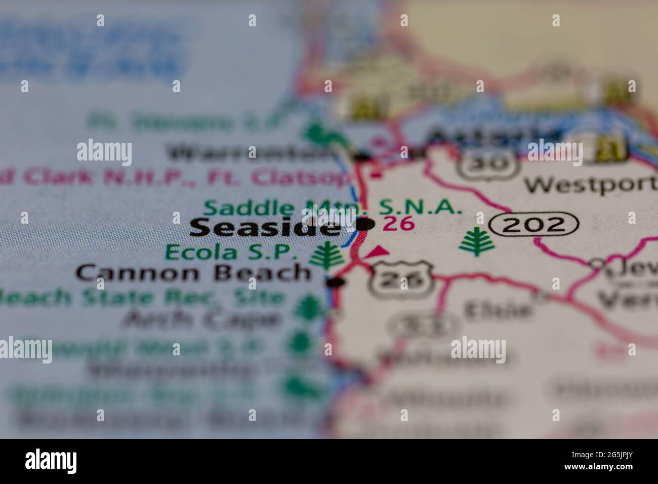 Map of seaside oregon hi res stock - Seaside Oregon Usa Shown On A Geography Map Or Road Map 2G5JPJY