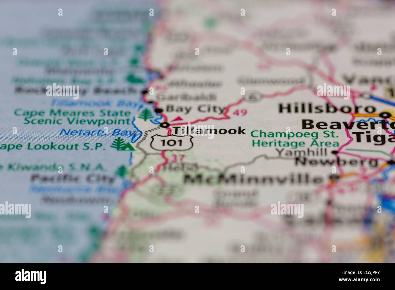 Bay City Oregon Map Tillamook Map High Resolution Stock Photography And Images - Alamy