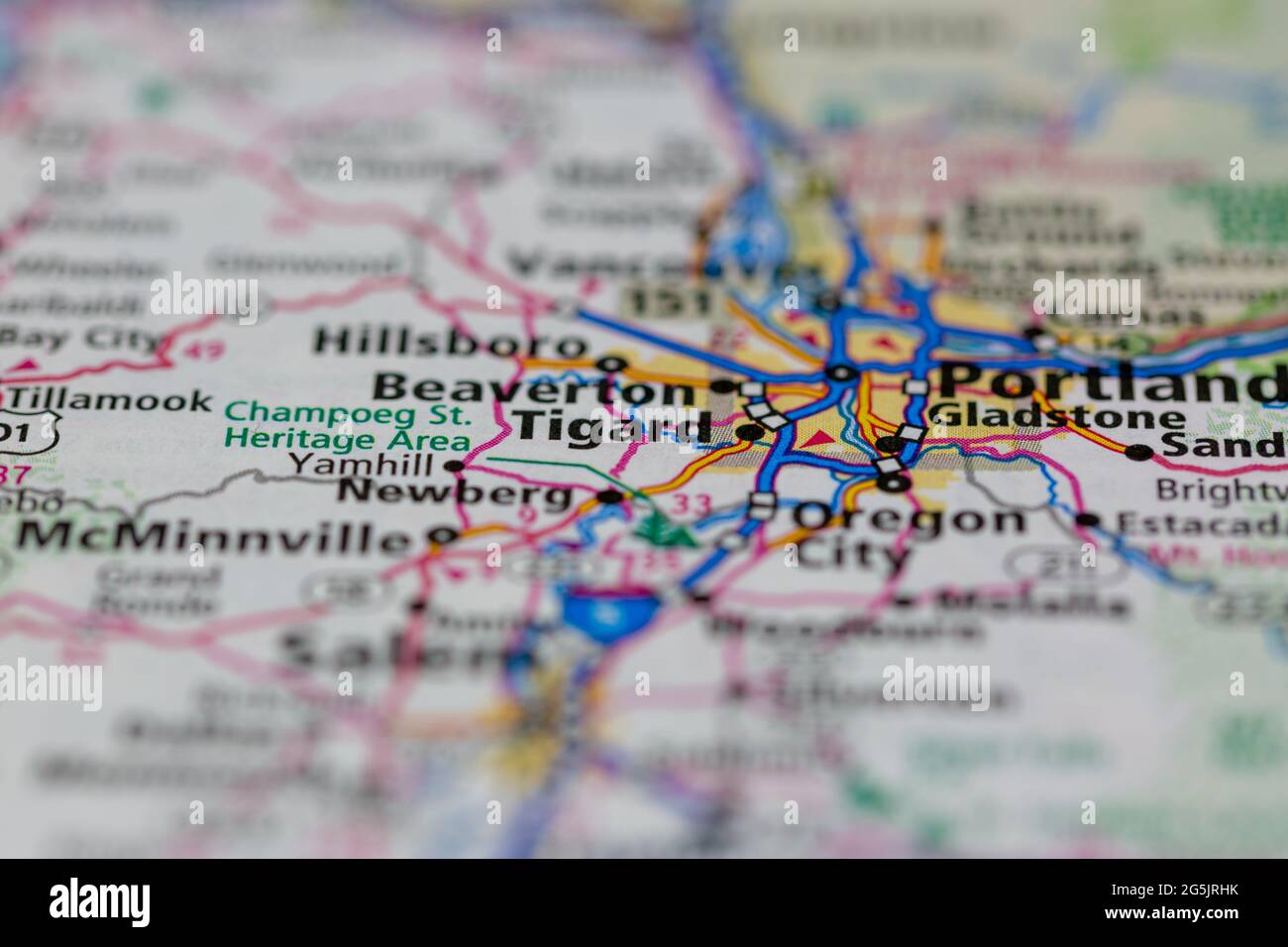 Tigard Oregon USA shown on a Geography map or road map Stock Photo Alamy