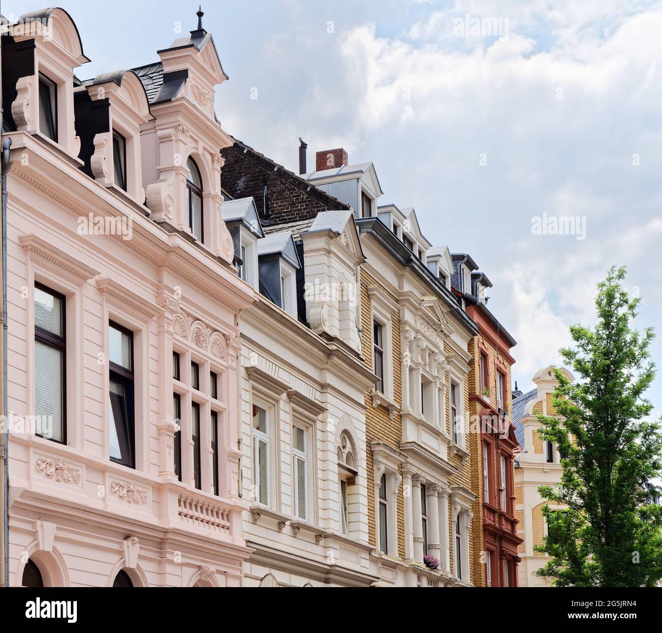 buildings in cologne from the late nineteenth century restored with pastel colours Stock Photo