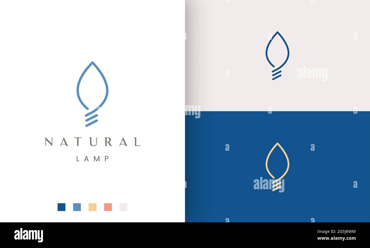 natural bulb logo in leaf shape and modern style Stock Vector