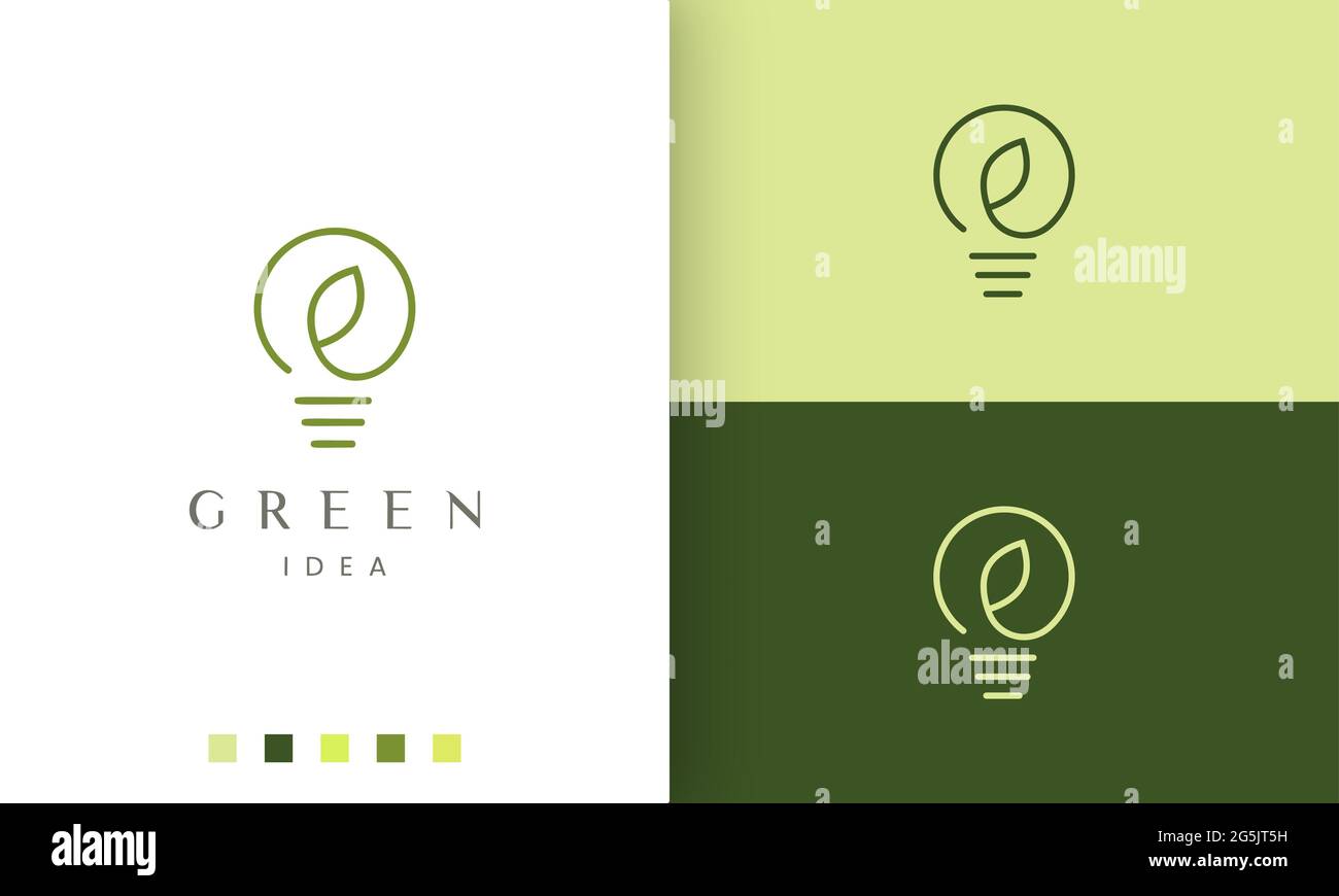 natural leaf bulb logo in simple and modern style Stock Vector