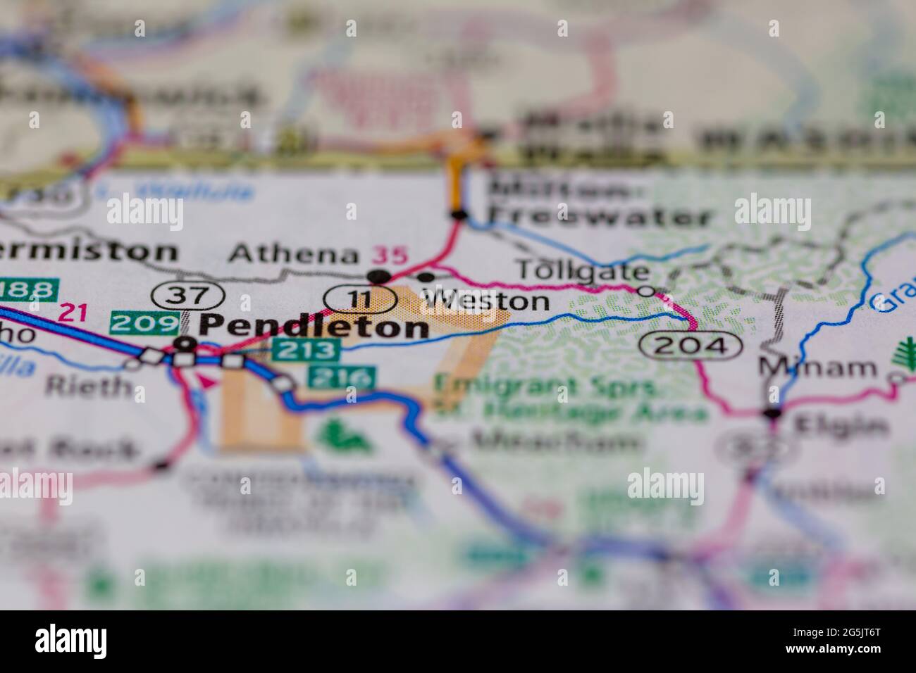 Weston Oregon USA shown on a Geography map or road map Stock Photo - Alamy