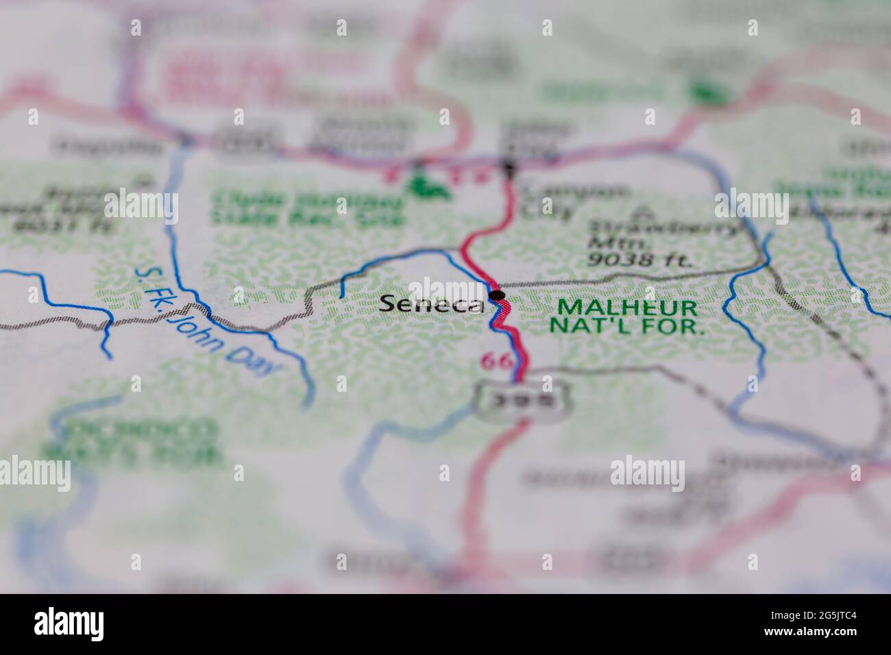 Seneca Oregon USA shown on a Geography map or road map Stock Photo Alamy