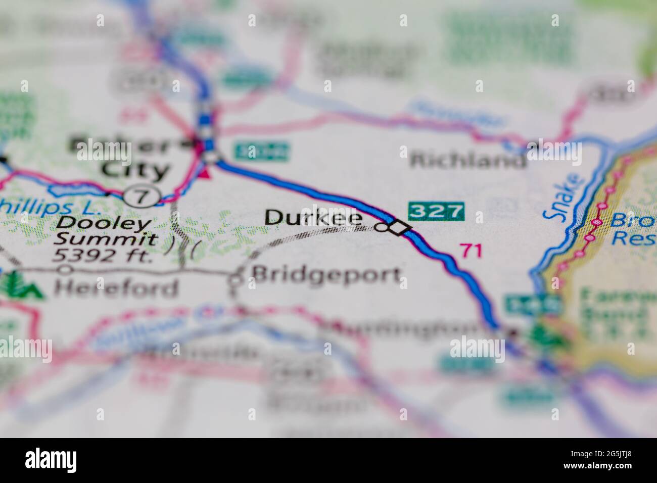 Durkee Oregon USA shown on a Geography map or road map Stock Photo Alamy