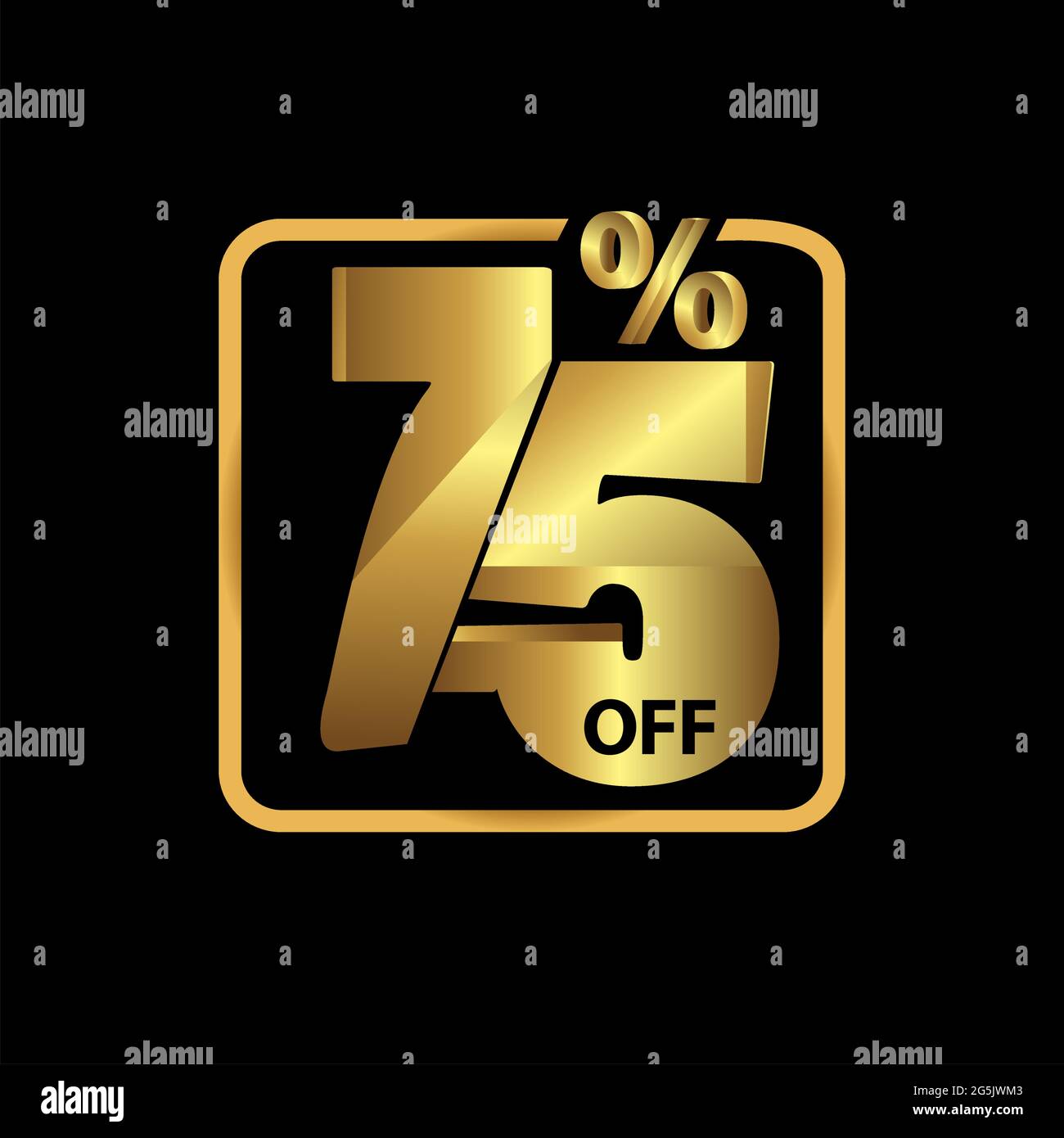 75 percent off sale promotion gold, vector. stock icon. Stock Vector