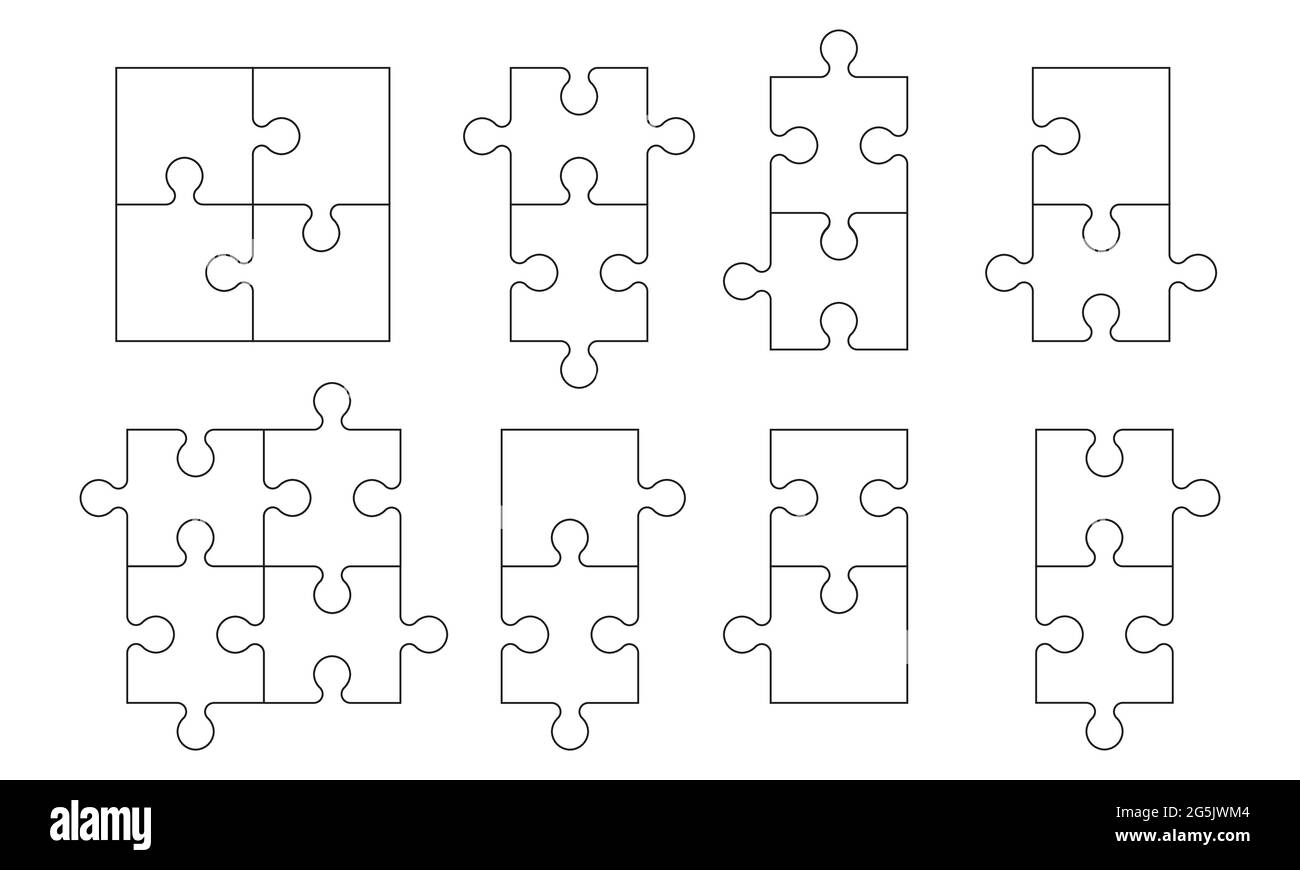 Set of puzzle pieces on white Stock Vector