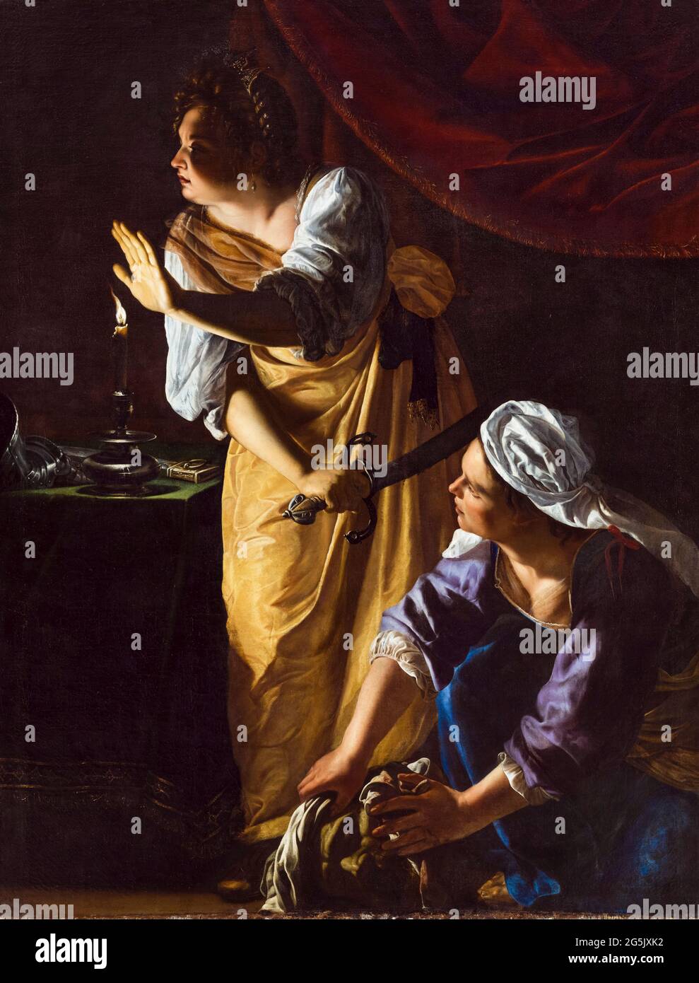 Artemisia Gentileschi, painting, Judith and Her Maidservant with the Head of Holofernes, 1623-1625 Stock Photo