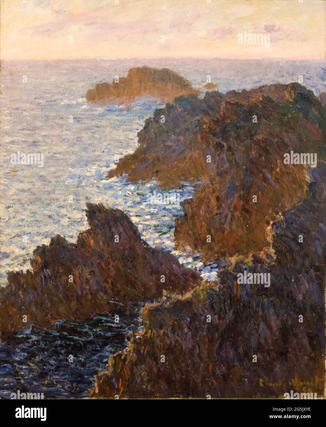 Rocks at Belle-Isle, Port-Domois, landscape painting by Claude Monet ...