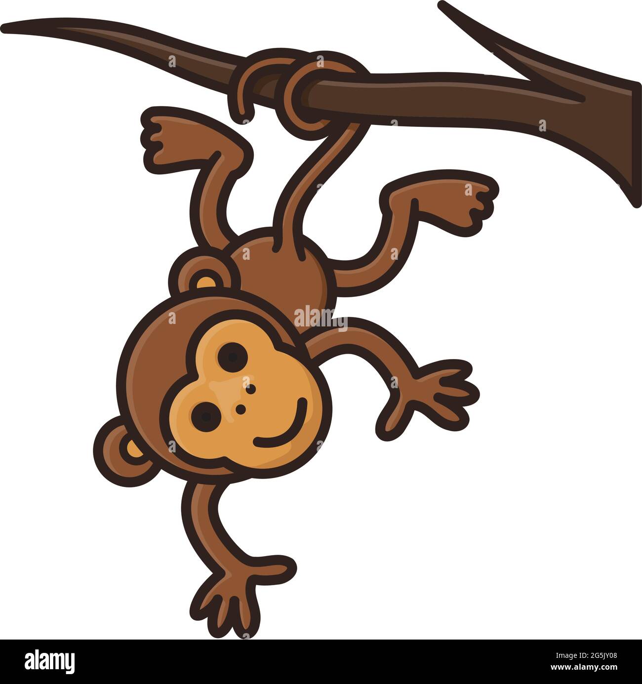 Monkey cartoon character hanging from a branch with his tail isolated  vector illustration for Monkey Day on December 14 Stock Vector Image & Art  - Alamy