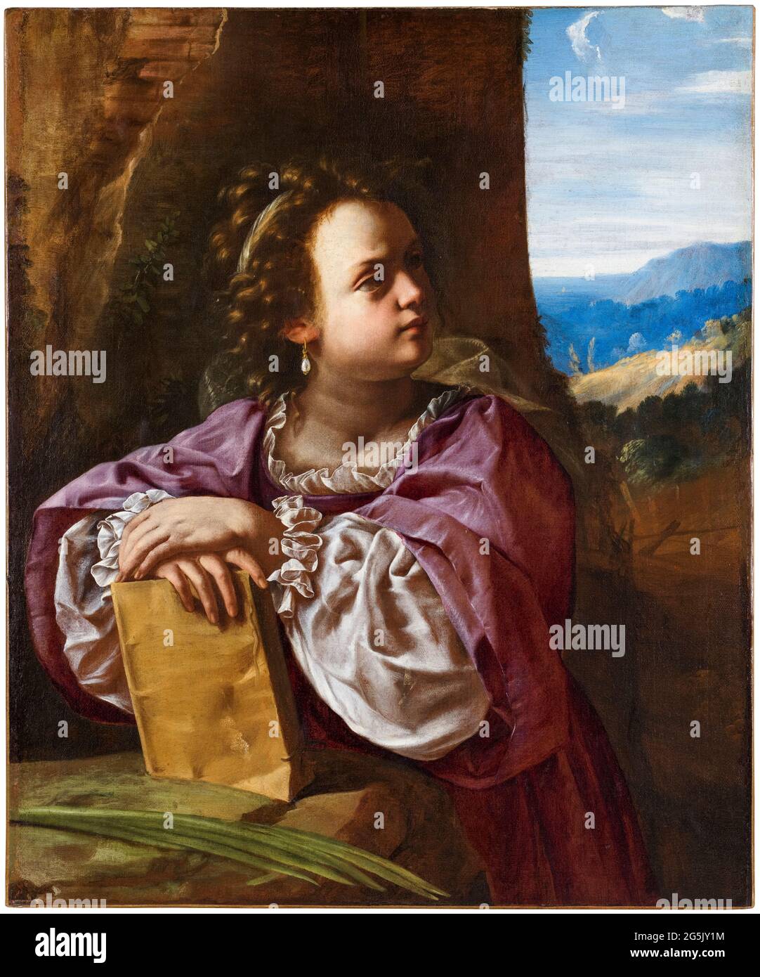 Artemisia Gentileschi, A Female Saint and Martyr, possibly St. Catherine of Alexandria, painting, 1627-1635 Stock Photo