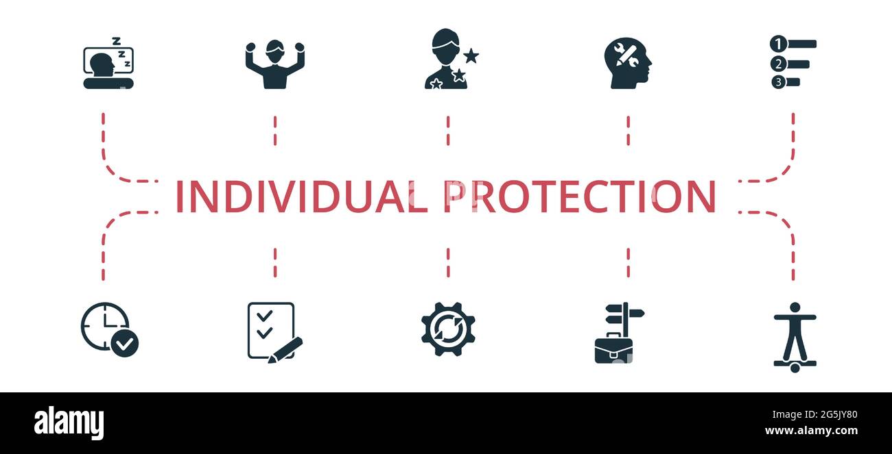 Individual Protection icon set. Contains editable icons theme such as ...