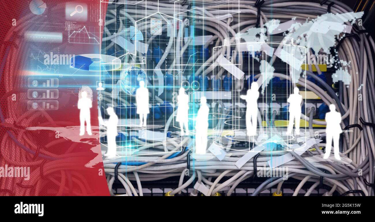 Composition of digital icons, data processing and world map Stock Photo ...
