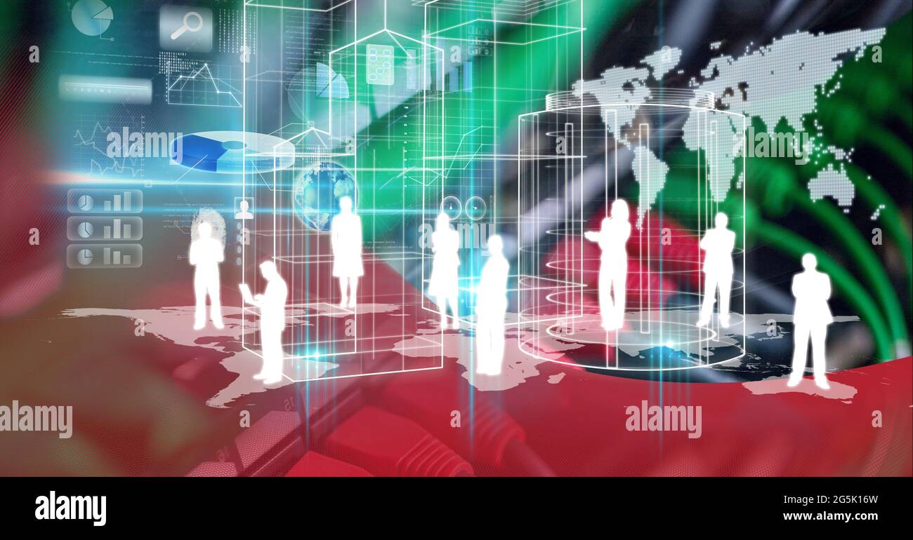Composition of digital icons, data processing and world map Stock Photo ...