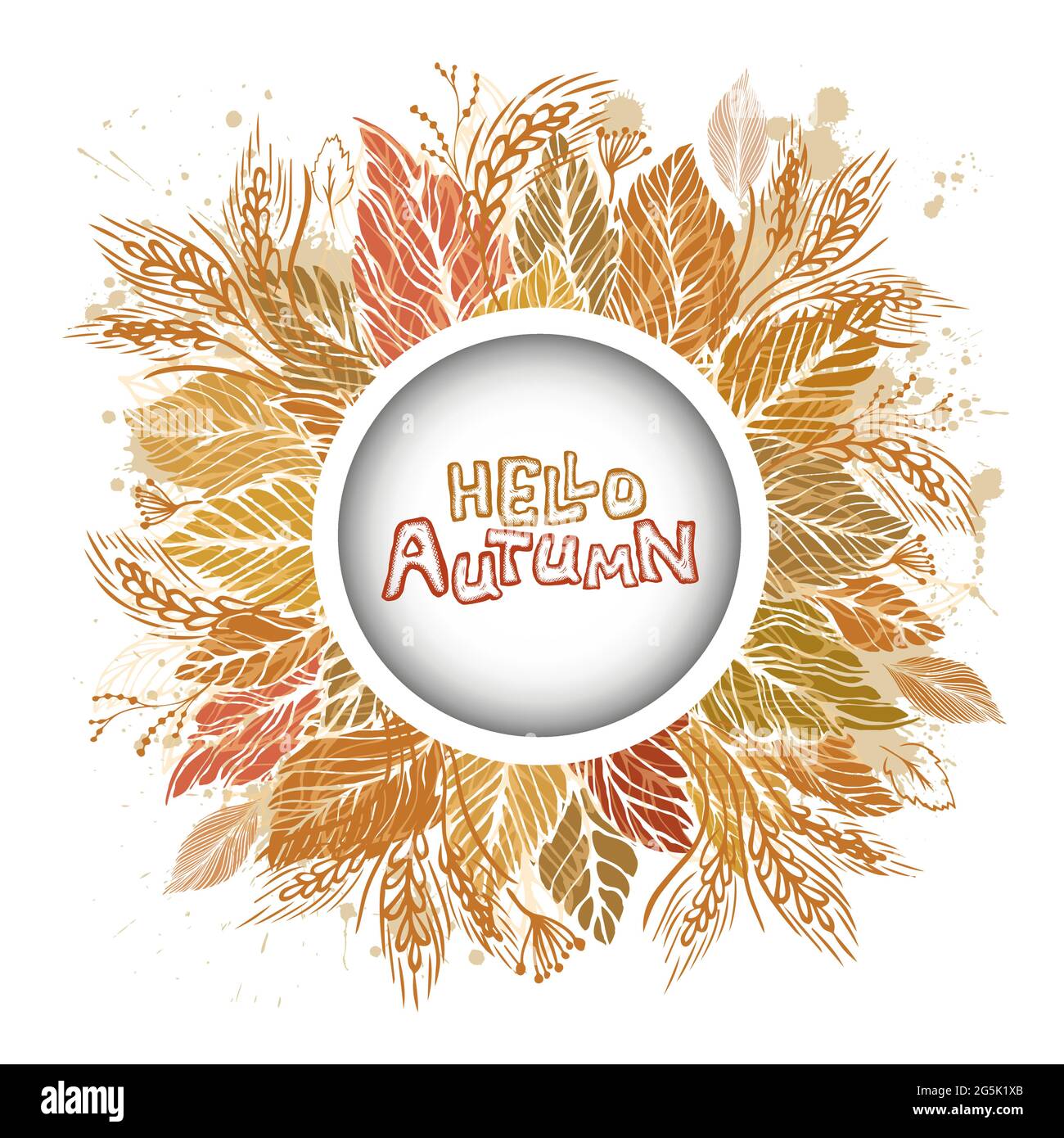 Autumn background with leaves and ears. Vector Stock Vector Image & Art ...