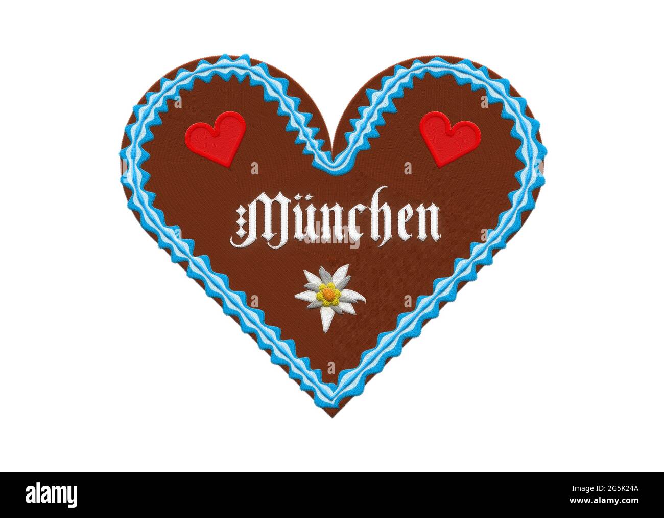 Embroidered Oktoberfest Munich gingerbread heart Stock Photo