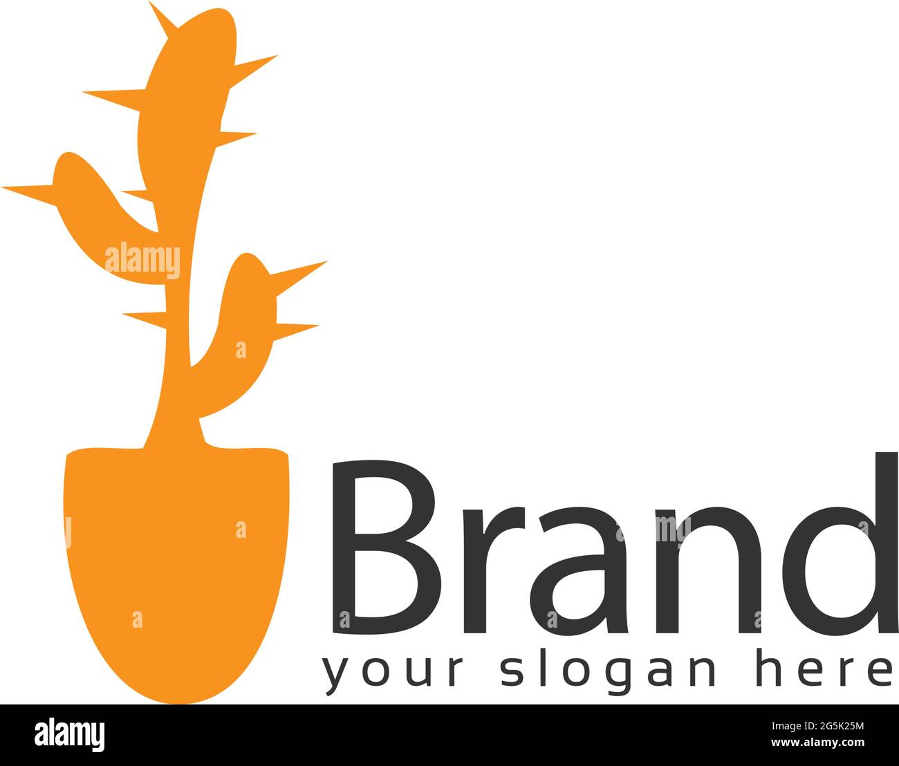 Shovel Cactus logo, flat design. Vector Illustration on white background Stock Vector