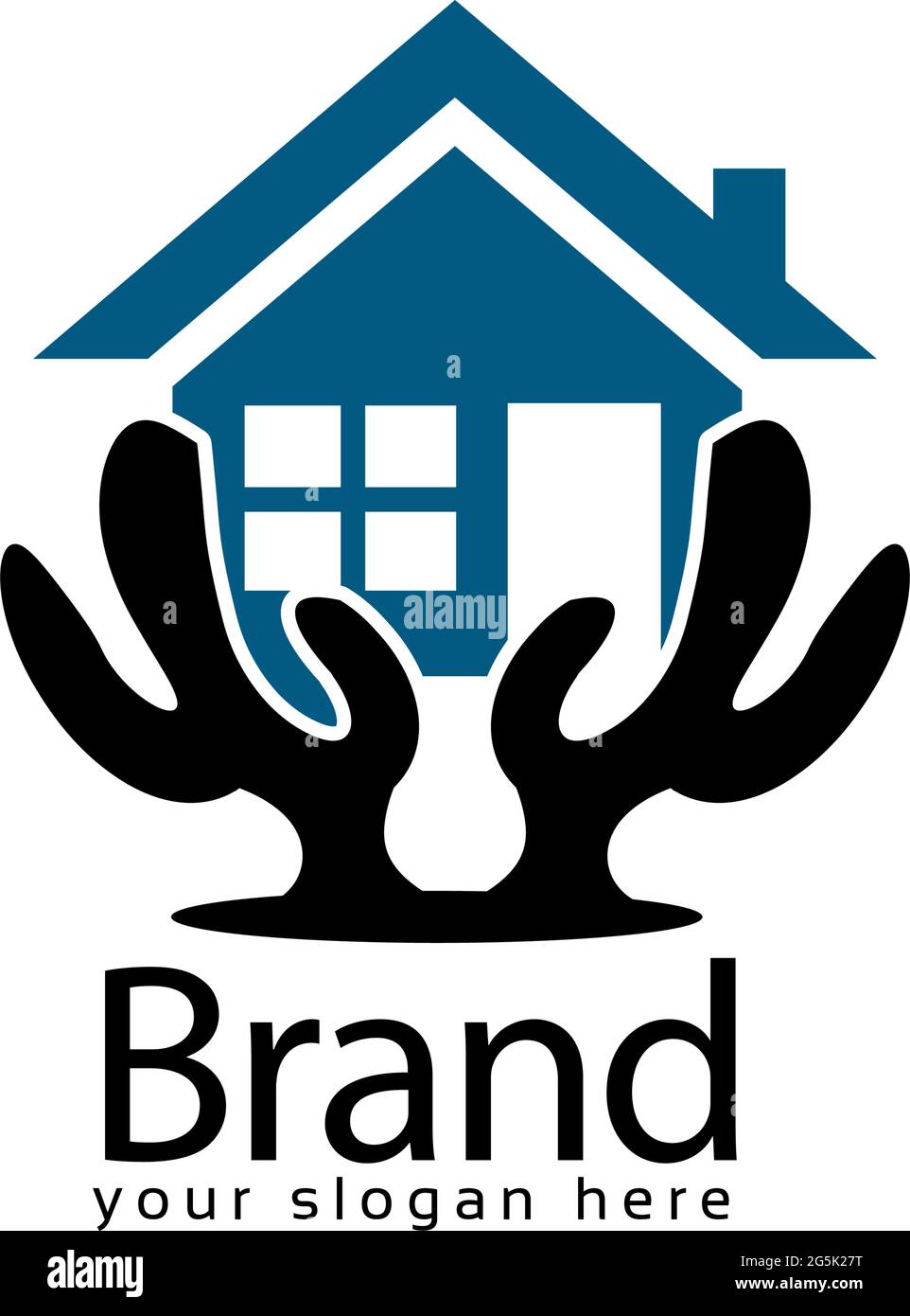House Cactus logo, flat design. Vector Illustration on white background Stock Vector
