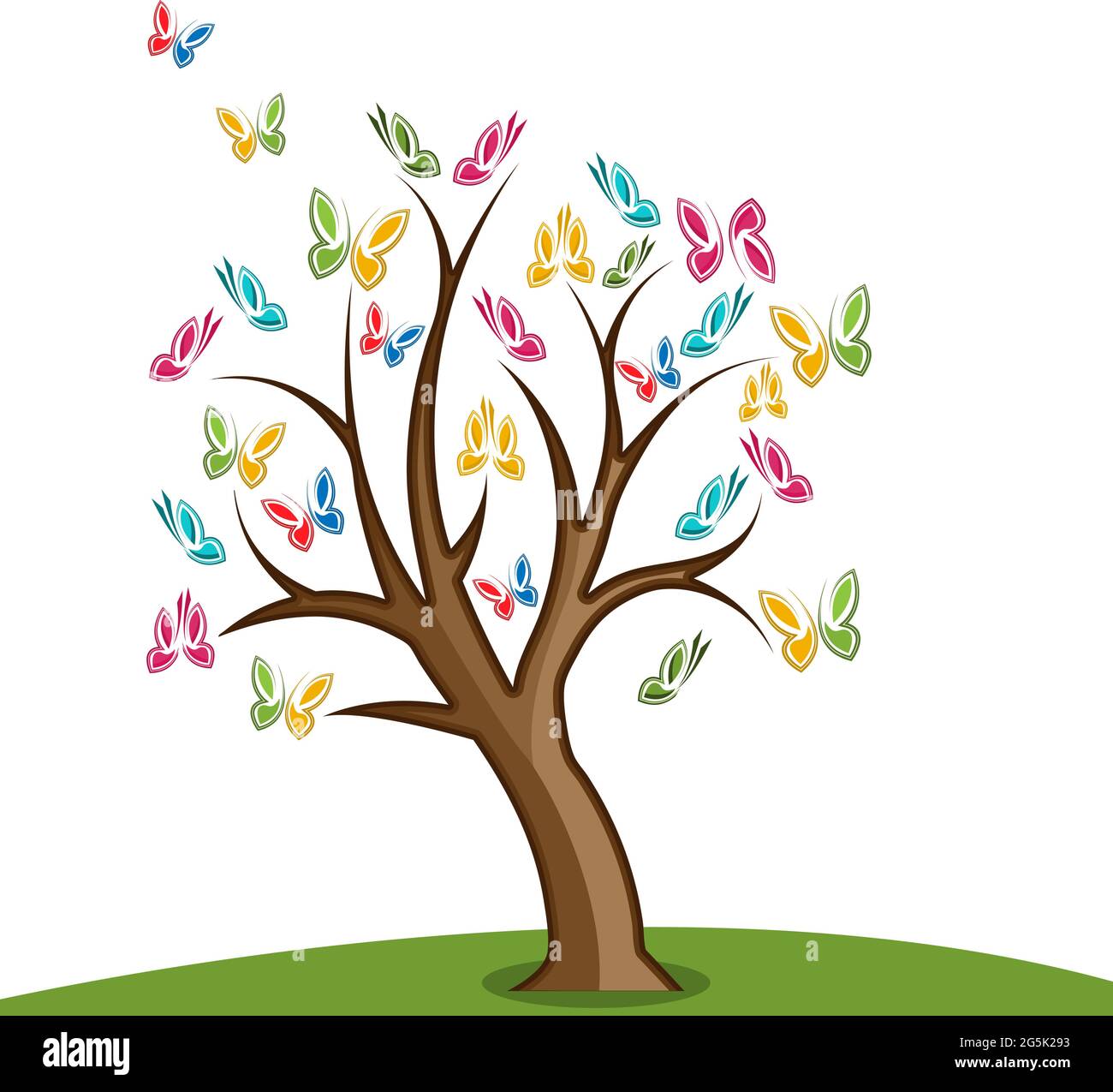 Colorful butterfly tree stock design vector. Vector illustration Stock