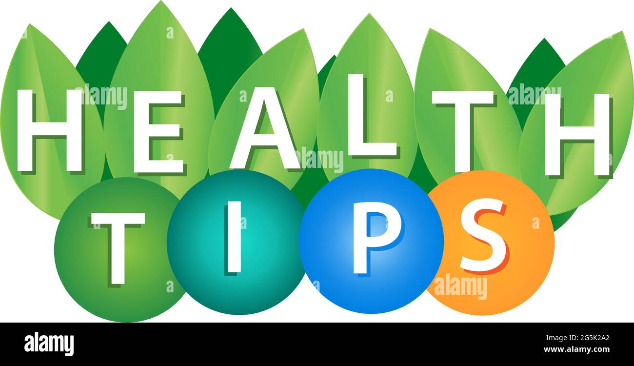 Word, writing health tips.. Vector illustration concept for complete