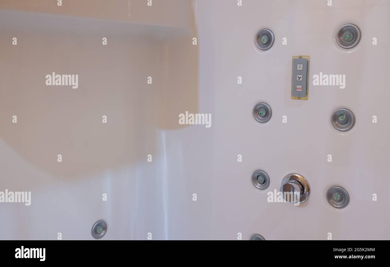 angular shower enclosure with transparent doors Stock Photo - Alamy